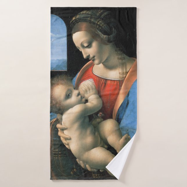 Madonna Litta, Leonardo da Vinci, 1490-1491 Badehandtuch (Badehandtuch)