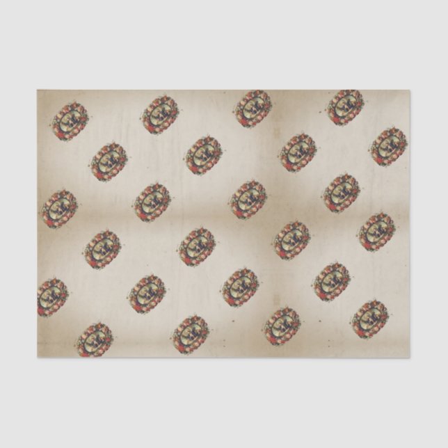 Madonna – Maria – Blumenkranz – Shabby chic Seidenpapier (Vorderseite)