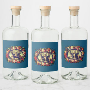Madonna – Maria – Blumenkranz – Vintage Alkoholflaschenetikett
