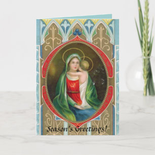 Madonna Maria und Kind Vintage religiöser Weihnach Feiertagskarte