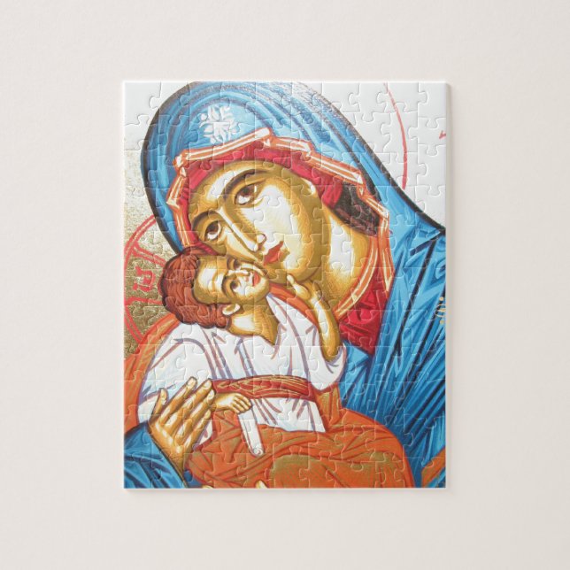 Madonna mit byzantinischem religiösem Ikonengold Puzzle (Vertikal)