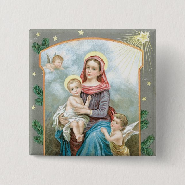Madonna mit Christkind Button (Vorderseite)