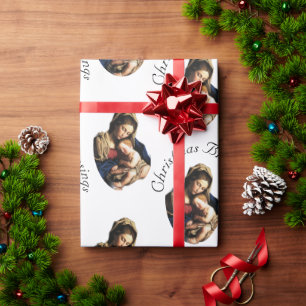 Madonna mit Christus Kind anpassbar Weiß Geschenkpapier
