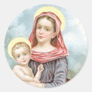 Madonna mit Christusknaben Runder Aufkleber