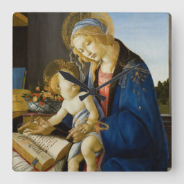 Madonna mit dem Buch von Botticelli Quadratische Wanduhr