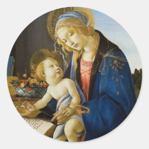 Madonna mit dem Buch von Botticelli Religious Runder Aufkleber