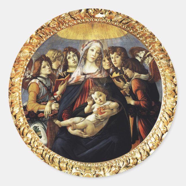 Madonna mit dem Granatapfel Runder Aufkleber (Vorderseite)