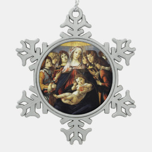 Madonna mit dem Granatapfel Schneeflocken Zinn-Ornament