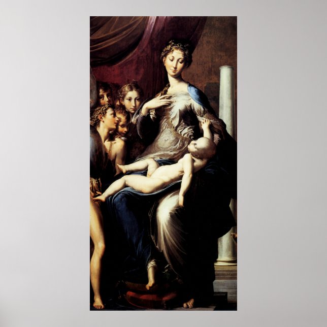 Madonna mit dem Long Neck von Parmigiano Poster (Vorne)