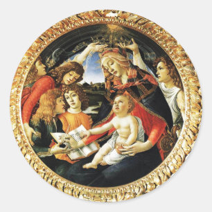 Madonna mit dem Magnificat Runder Aufkleber