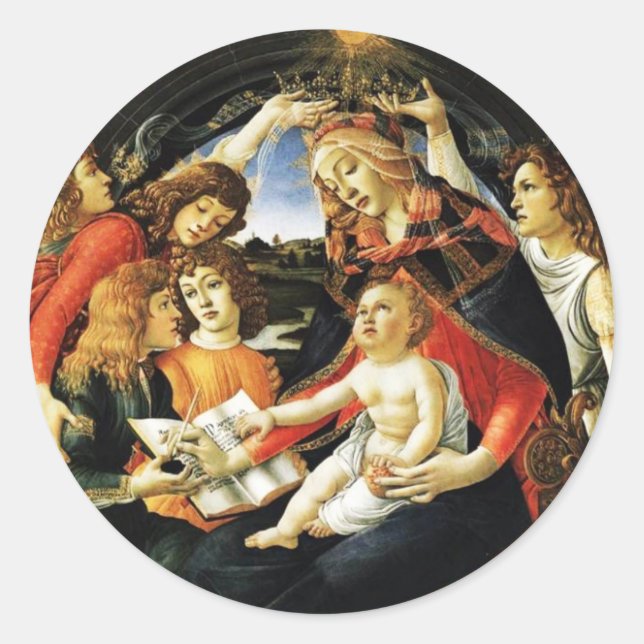 Madonna mit dem Magnificat Runder Aufkleber (Vorderseite)
