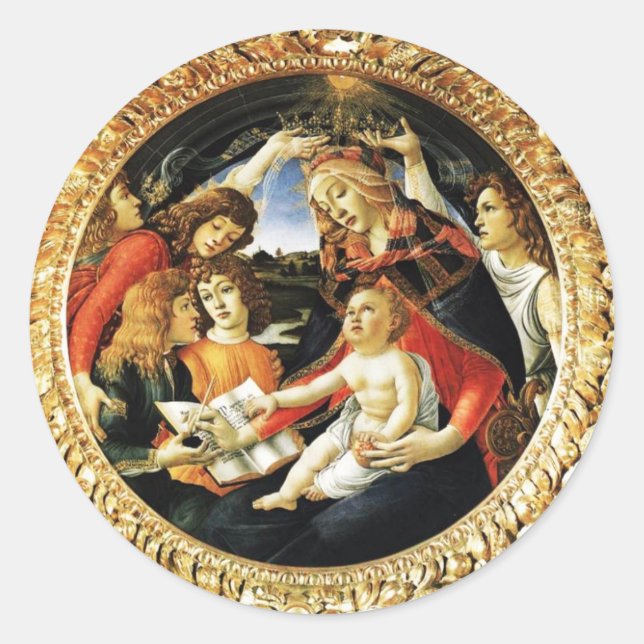Madonna mit dem Magnificat Runder Aufkleber (Vorderseite)