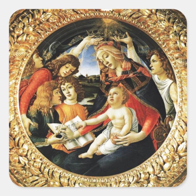 Madonna mit dem Magnificat Square Quadratischer Aufkleber (Vorderseite)