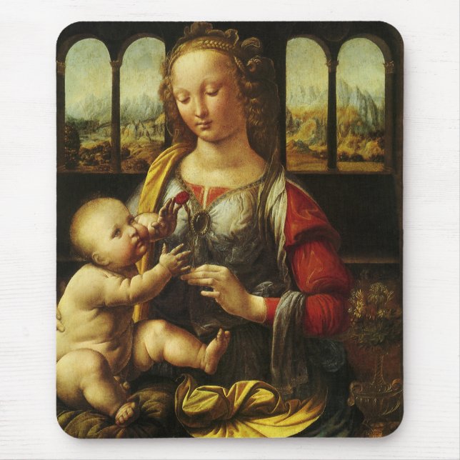 Madonna mit der Nelke von Leonardo da Vinci Mousepad (Vorne)