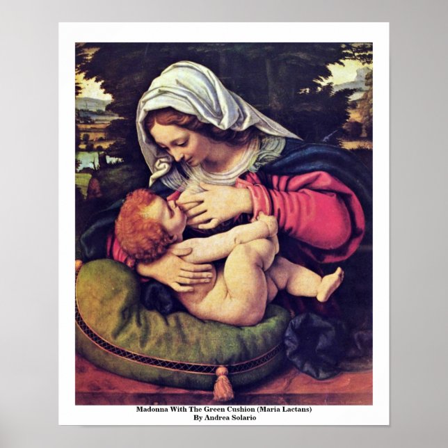 Madonna mit grünem Kissen Poster (Vorne)