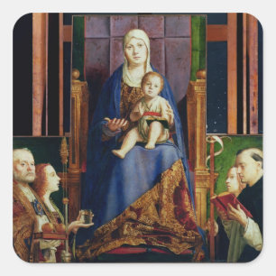 Madonna mit Heiligem Nicholas von Bari Quadratischer Aufkleber