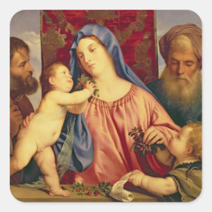 Madonna mit Joseph Quadratischer Aufkleber