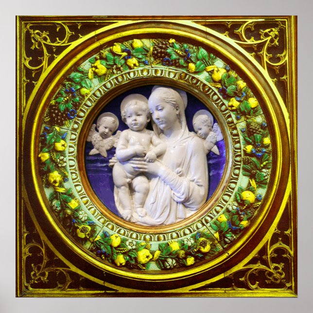 MADONNA MIT KIND, ANGELS RENAISSANCE FLORAL CROWN POSTER (Vorne)