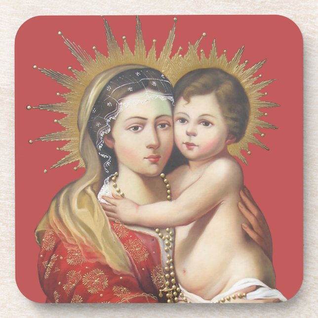 Madonna mit Kind Getränkeuntersetzer (Vorderseite)