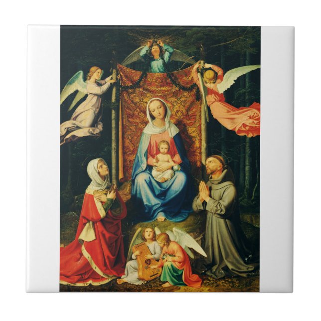 Madonna mit Kind, Hl. Adelheid und Hl. Franziskus Fliese (Vorderseite)