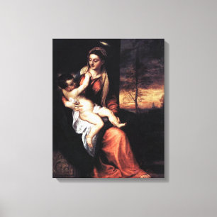 Madonna mit Kind im Abend Landschaft - Tirol Leinwanddruck