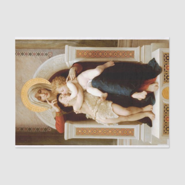 Madonna mit Kind & John the Baptist, Bouguereau Seidenpapier (Vorderseite)