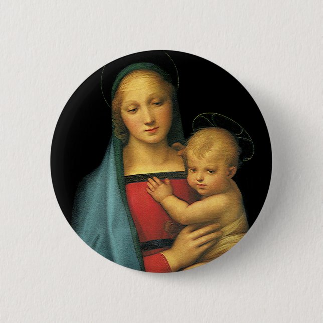 Madonna mit Kind, Madonna del Granduca von Raphael Button (Vorderseite)