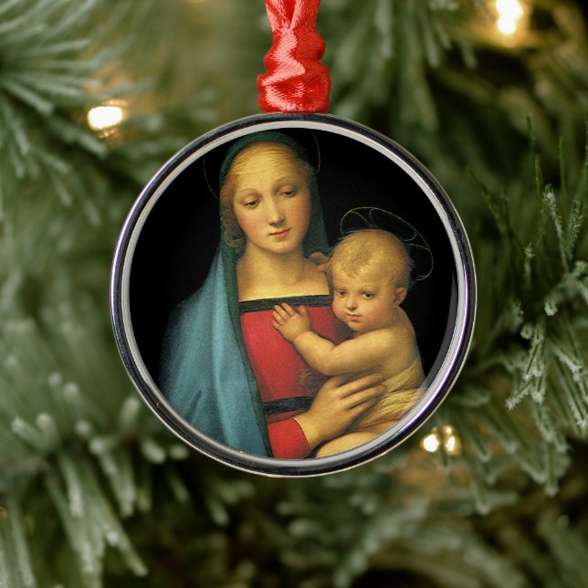 Madonna mit Kind, Madonna del Granduca von Raphael Ornament Aus Metall (Baum)