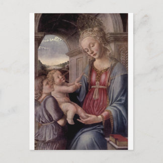 Madonna mit Kind mit Engel von Fra Lippo Postkarte