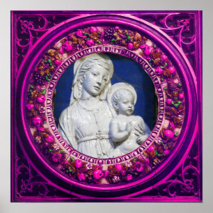 MADONNA MIT KIND RENAISSANCE BLUMENKRONE POSTER
