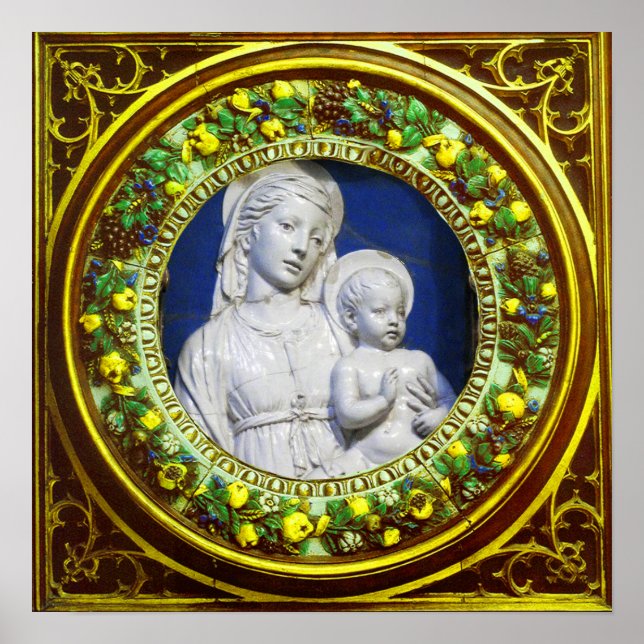 MADONNA MIT KIND RENAISSANCE-BLUMENKRONE POSTER (Vorne)