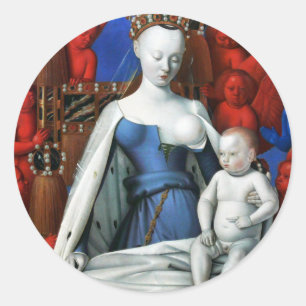 Madonna mit Kind, umgeben von Engeln - Fouquet Runder Aufkleber