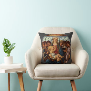 Madonna mit Kind und acht Engeln von Botticelli Kissen
