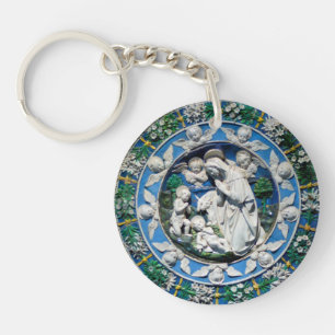 MADONNA MIT KIND UND ANGELN Ave Maria Gebet Schlüsselanhänger