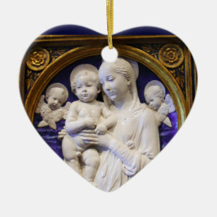 MADONNA MIT KIND UND ANGELN KERAMIK ORNAMENT