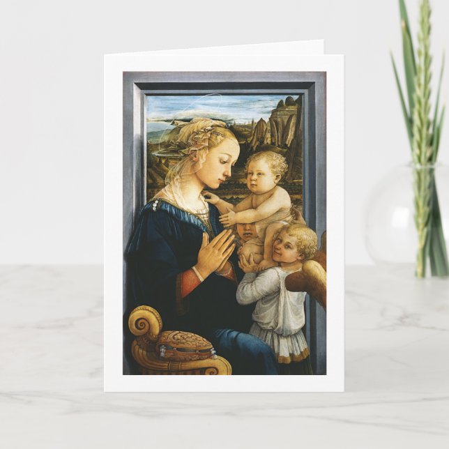Madonna mit Kind und zwei Engel, Filippo Lippi Karte (Vorderseite)
