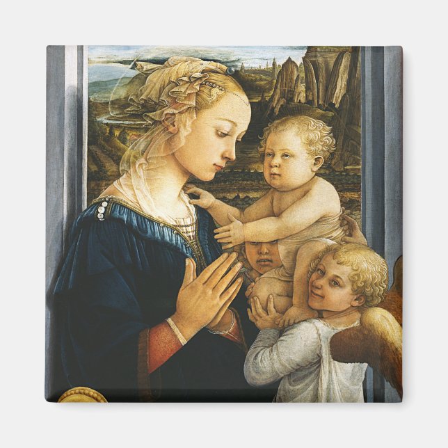 Madonna mit Kind und zwei Engel, Filippo Lippi Magnet (Vorne)