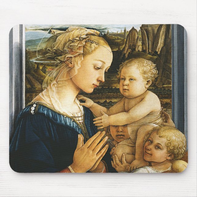 Madonna mit Kind und zwei Engel, Filippo Lippi Mousepad (Vorne)