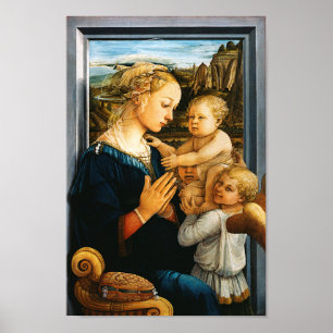 Madonna mit Kind und zwei Engel, Filippo Lippi Poster