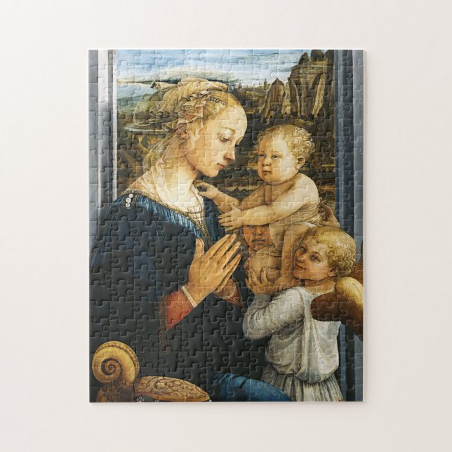 Madonna mit Kind und zwei Engel, Filippo Lippi Puzzle (Vertikal)