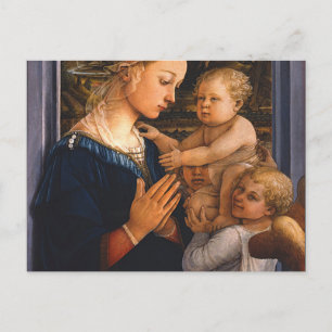 Madonna mit Kind und zwei Engeln von Filippo Lippi Postkarte