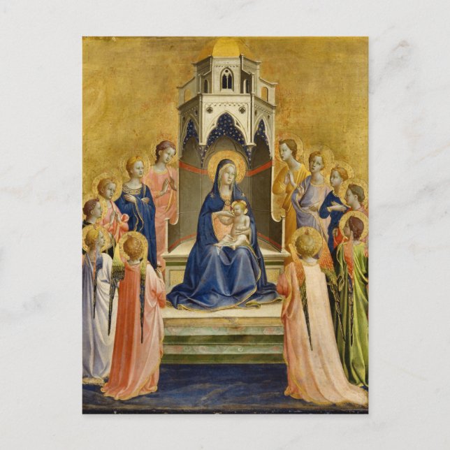 Madonna mit Kind und Zwölf Engel, Fra Angelico Postkarte (Vorderseite)