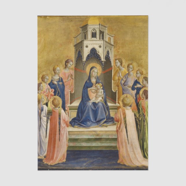 Madonna mit Kind und Zwölf Engel von Angelico Seidenpapier (Vorderseite)