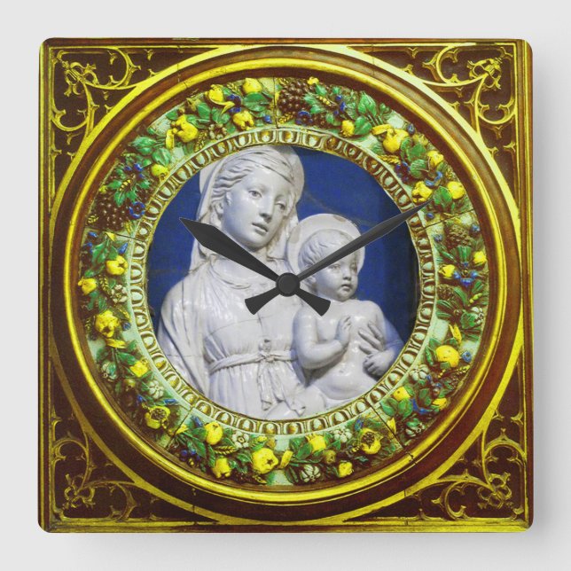 MADONNA MIT KINDERJÄHRIGER FLÜSSIGER RENAISSANCE C QUADRATISCHE WANDUHR (Vorderseite)