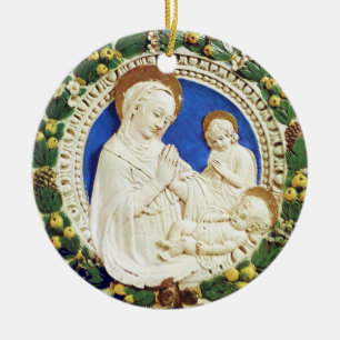 MADONNA MIT KINDERLEINEM Blue Saphire Keramikornament