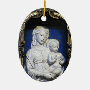 MADONNA MIT KINDERLEINEM Blue Saphire Keramikornament