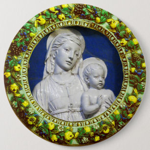 MADONNA MIT KINDERRENAISSANCE FLORAL CROWN BUTTON
