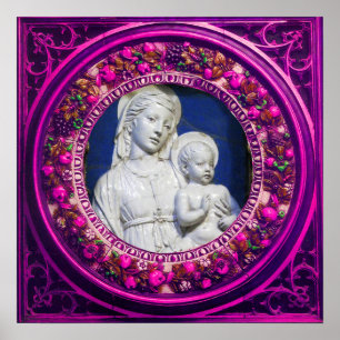 MADONNA MIT KINDERRENAISSANCE FLORAL CROWN POSTER