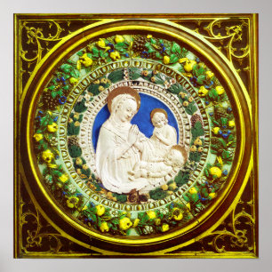 MADONNA MIT KINDERRENAISSANCE FLORAL CROWN POSTER