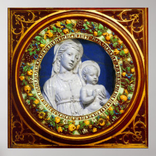 MADONNA MIT KINDERRENAISSANCE FLORAL CROWN POSTER